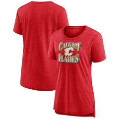 NHL Red Calgary Flames Women's Crash the Net Tri-Blend T-Shirt