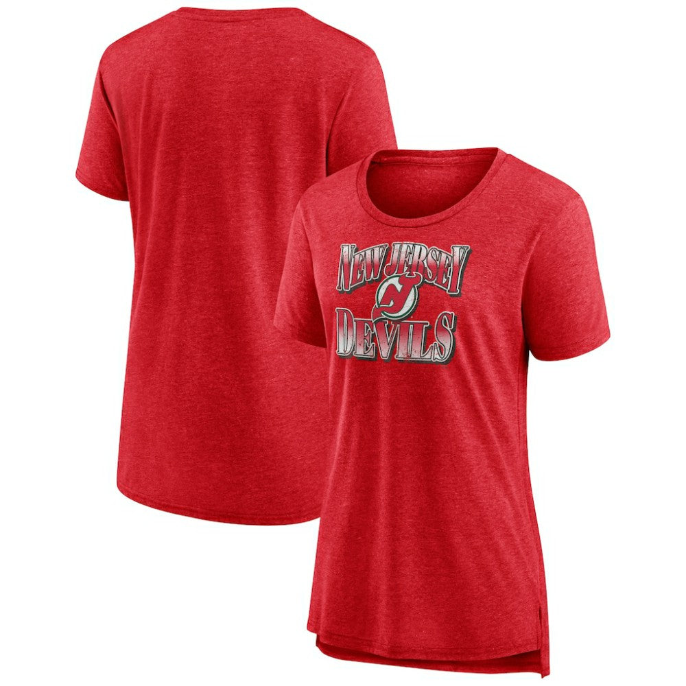 NHL Red New Jersey Devils Women's Crash the Net Tri-Blend T-Shirt