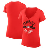 NHL Red Carolina Hurricanes G-III 4Her by Carl Banks Women's Super-Slim Fit Lightweight City Graphic V-Neck T-Shirt