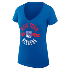 NHL Royal New York Rangers G-III 4Her by Carl Banks Women's Super-Slim Fit Lightweight City Graphic V-Neck T-Shirt