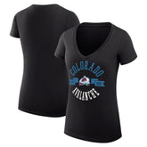 NHL Black Colorado Avalanche G-III 4Her by Carl Banks Women's Super-Slim Fit Lightweight City Graphic V-Neck T-Shirt