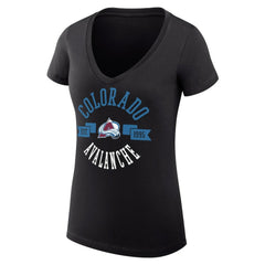 NHL Black Colorado Avalanche G-III 4Her by Carl Banks Women's Super-Slim Fit Lightweight City Graphic V-Neck T-Shirt