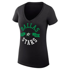 NHL Black Dallas Stars G-III 4Her by Carl Banks Women's Super-Slim Fit Lightweight City Graphic V-Neck T-Shirt