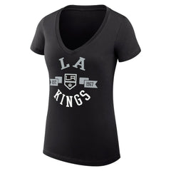 NHL Black Los Angeles Kings G-III 4Her by Carl Banks Women's Super-Slim Fit Lightweight City Graphic V-Neck T-Shirt