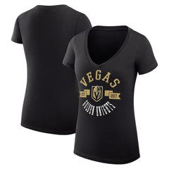 NHL Black Vegas Golden Knights G-III 4Her by Carl Banks Women's Super-Slim Fit Lightweight City Graphic V-Neck T-Shirt