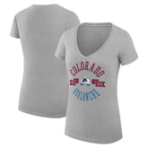 NHL Heather Gray Colorado Avalanche G-III 4Her by Carl Banks Women's Super-Slim Fit Lightweight City Graphic V-Neck T-Shirt