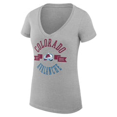 NHL Heather Gray Colorado Avalanche G-III 4Her by Carl Banks Women's Super-Slim Fit Lightweight City Graphic V-Neck T-Shirt