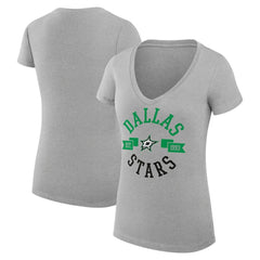 NHL Heather Gray Dallas Stars G-III 4Her by Carl Banks Women's Super-Slim Fit Lightweight City Graphic V-Neck T-Shirt