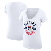 NHL White Florida Panthers G-III 4Her by Carl Banks Women's Super-Slim Fit Lightweight City Graphic V-Neck T-Shirt