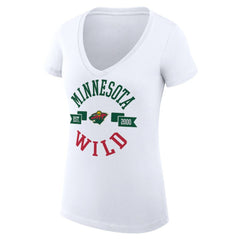 NHL White Minnesota Wild G-III 4Her by Carl Banks Women's Super-Slim Fit Lightweight City Graphic V-Neck T-Shirt