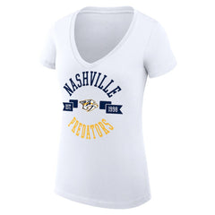 NHL White Nashville Predators G-III 4Her by Carl Banks Women's Super-Slim Fit Lightweight City Graphic V-Neck T-Shirt