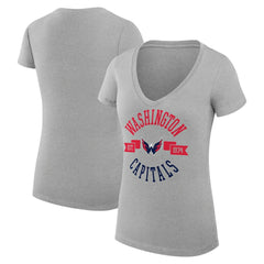 NHL Heather Gray Washington Capitals G-III 4Her by Carl Banks Women's Super-Slim Fit Lightweight City Graphic V-Neck T-Shirt