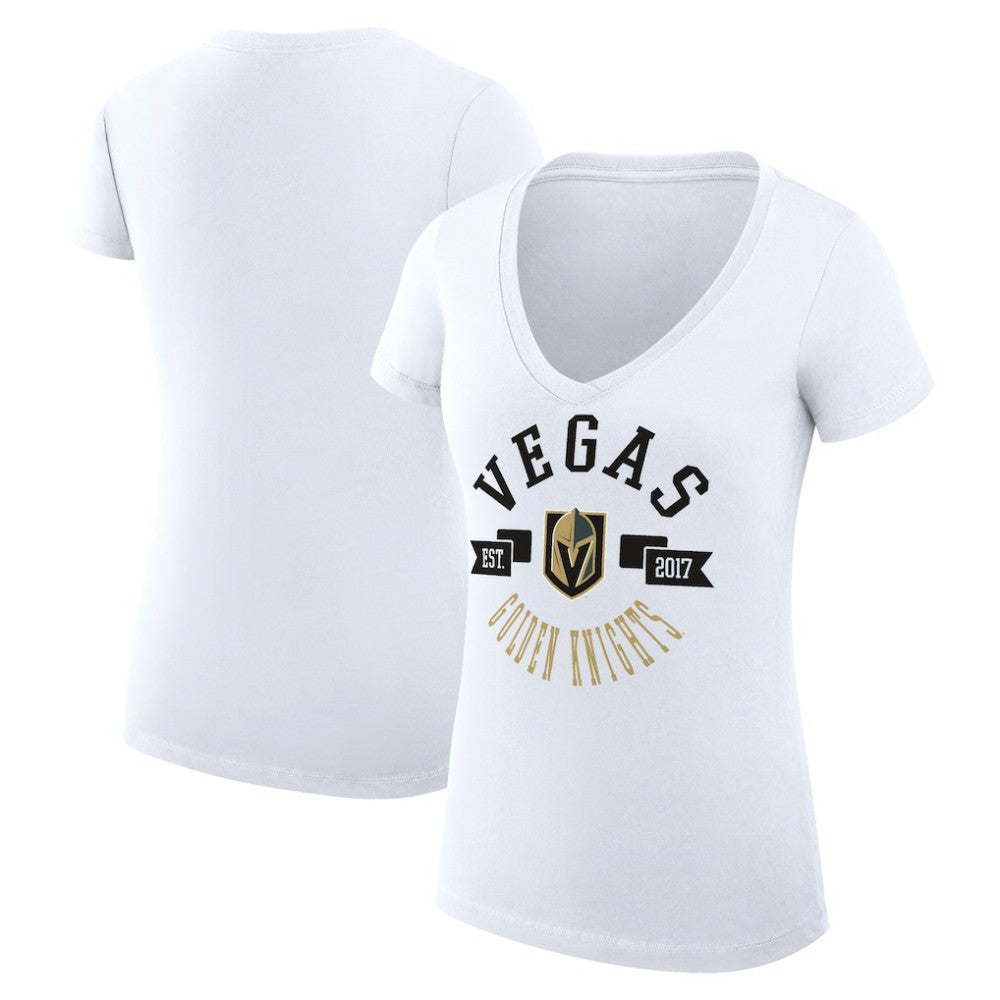 NHL White Vegas Golden Knights G-III 4Her by Carl Banks Women's Super-Slim Fit Lightweight City Graphic V-Neck T-Shirt