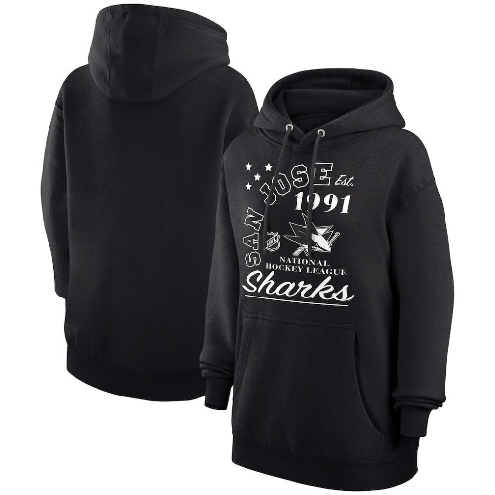 NHL Black San Jose Sharks Starter Arch City Team Graphic Fleece Pullover Hoodie