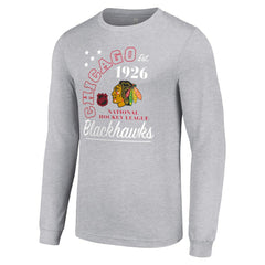 NHL Heather Gray Chicago Blackhawks Starter Arch City Theme Graphic Long Sleeve T-Shirt
