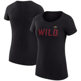 NHL Black Minnesota Wild G-III 4Her by Carl Banks Women's Super-Slim Fit Lightweight Dot Print Team T-Shirt