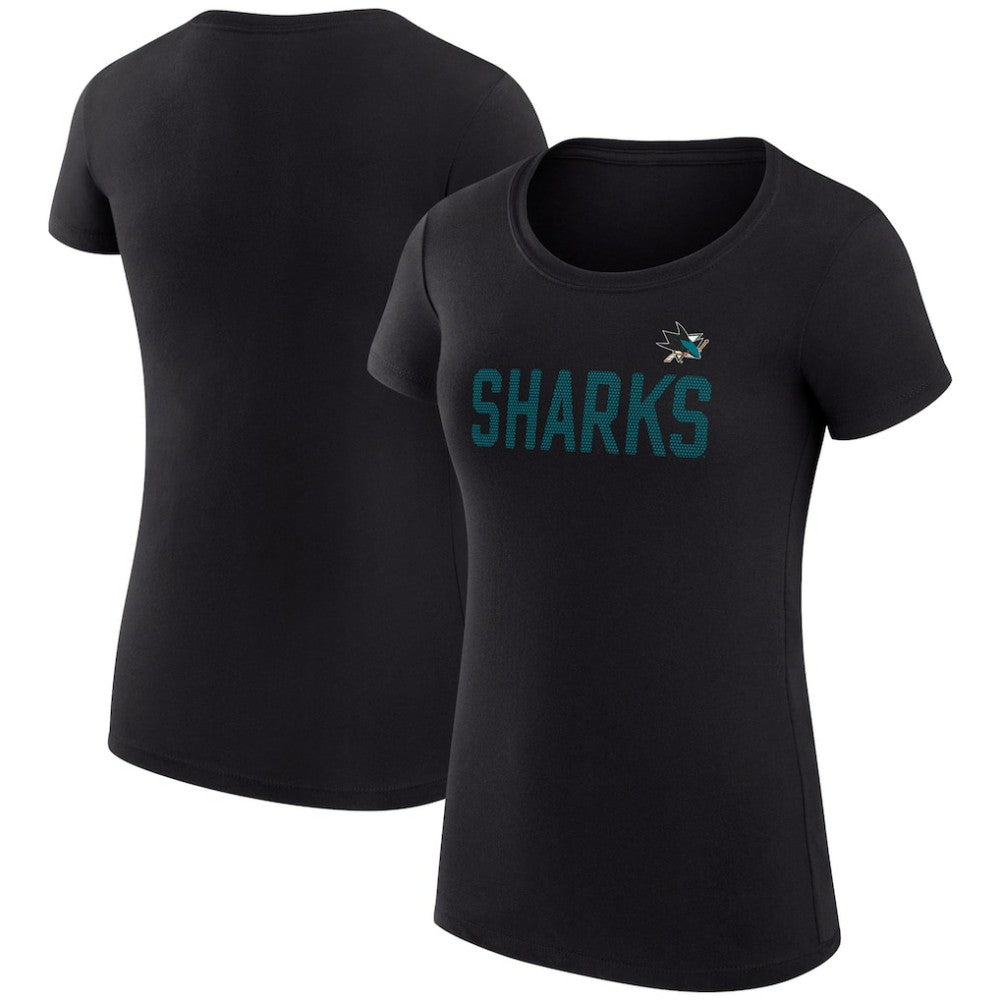 NHL Black San Jose Sharks G-III 4Her by Carl Banks Women's Super-Slim Fit Lightweight Dot Print Team T-Shirt