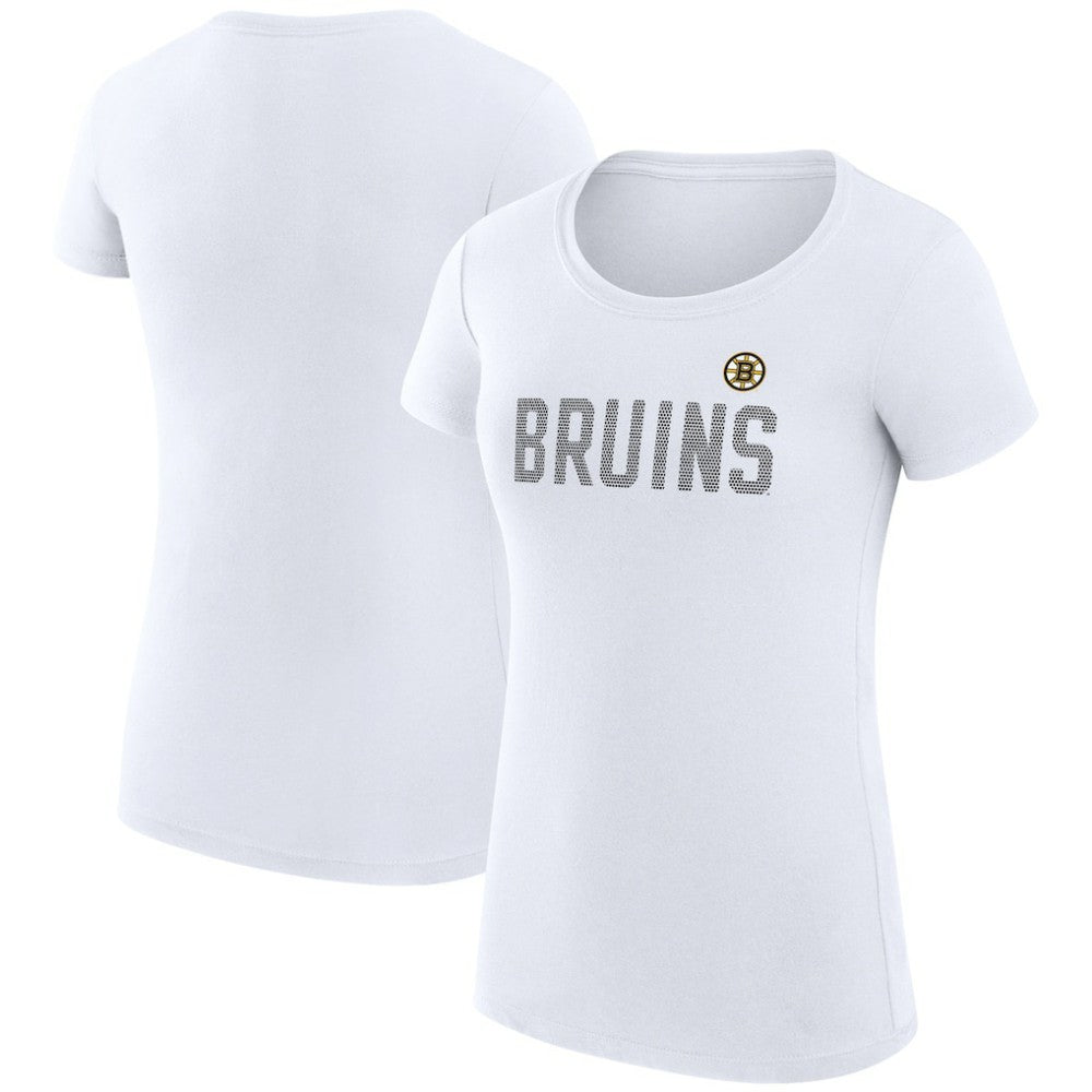 NHL White Boston Bruins G-III 4Her by Carl Banks Women's Super-Slim Fit Lightweight Dot Print Team T-Shirt