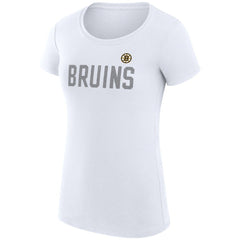 NHL White Boston Bruins G-III 4Her by Carl Banks Women's Super-Slim Fit Lightweight Dot Print Team T-Shirt