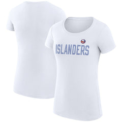 NHL White New York Islanders G-III 4Her by Carl Banks Women's Super-Slim Fit Lightweight Dot Print Team T-Shirt