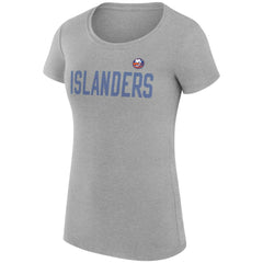 NHL Heather Gray New York Islanders G-III 4Her by Carl Banks Women's Super-Slim Fit Lightweight Dot Print Team T-Shirt