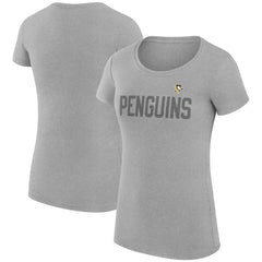 NHL Heather Gray Pittsburgh Penguins G-III 4Her by Carl Banks Women's Super-Slim Fit Lightweight Dot Print Team T-Shirt