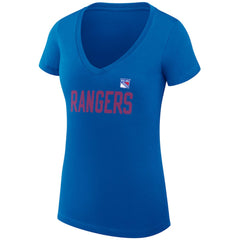 NHL Blue New York Rangers G-III 4Her by Carl Banks Women's Super-Slim Fit Lightweight Dot Print Team V-Neck T-Shirt