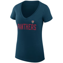 NHL Navy Florida Panthers G-III 4Her by Carl Banks Women's Super-Slim Fit Lightweight Dot Print Team V-Neck T-Shirt
