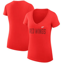 NHL Red Detroit Red Wings G-III 4Her by Carl Banks Women's Super-Slim Fit Lightweight Dot Print Team V-Neck T-Shirt