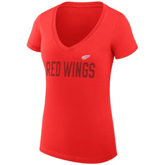 NHL Red Detroit Red Wings G-III 4Her by Carl Banks Women's Super-Slim Fit Lightweight Dot Print Team V-Neck T-Shirt