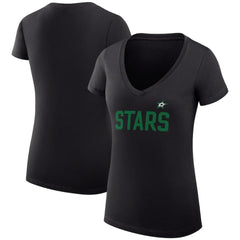 NHL Black Dallas Stars G-III 4Her by Carl Banks Women's Super-Slim Fit Lightweight Dot Print Team V-Neck T-Shirt