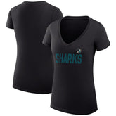 NHL Black San Jose Sharks G-III 4Her by Carl Banks Women's Super-Slim Fit Lightweight Dot Print Team V-Neck T-Shirt