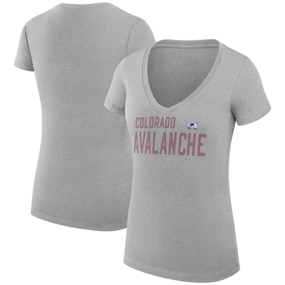 NHL Heather Gray Colorado Avalanche G-III 4Her by Carl Banks Women's Super-Slim Fit Lightweight Dot Print Team V-Neck T-Shirt
