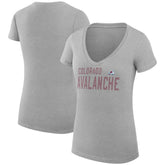 NHL Heather Gray Colorado Avalanche G-III 4Her by Carl Banks Women's Super-Slim Fit Lightweight Dot Print Team V-Neck T-Shirt