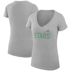 NHL Heather Gray Dallas Stars G-III 4Her by Carl Banks Women's Super-Slim Fit Lightweight Dot Print Team V-Neck T-Shirt
