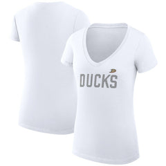 NHL White Anaheim Ducks G-III 4Her by Carl Banks Women's Super-Slim Fit Lightweight Dot Print Team V-Neck T-Shirt