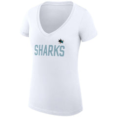 NHL White San Jose Sharks G-III 4Her by Carl Banks Women's Super-Slim Fit Lightweight Dot Print Team V-Neck T-Shirt