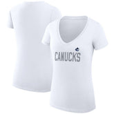 NHL White Vancouver Canucks G-III 4Her by Carl Banks Women's Super-Slim Fit Lightweight Dot Print Team V-Neck T-Shirt
