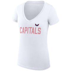 NHL White Washington Capitals G-III 4Her by Carl Banks Women's Super-Slim Fit Lightweight Dot Print Team V-Neck T-Shirt