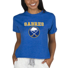 NHL Royal Buffalo Sabres Concepts Sport Women's Tri-Blend Mainstream Terry Short Sleeve Sweatshirt Top
