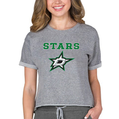 NHL Heather Gray Dallas Stars Concepts Sport Women's Tri-Blend Mainstream Terry Short Sleeve Sweatshirt Top