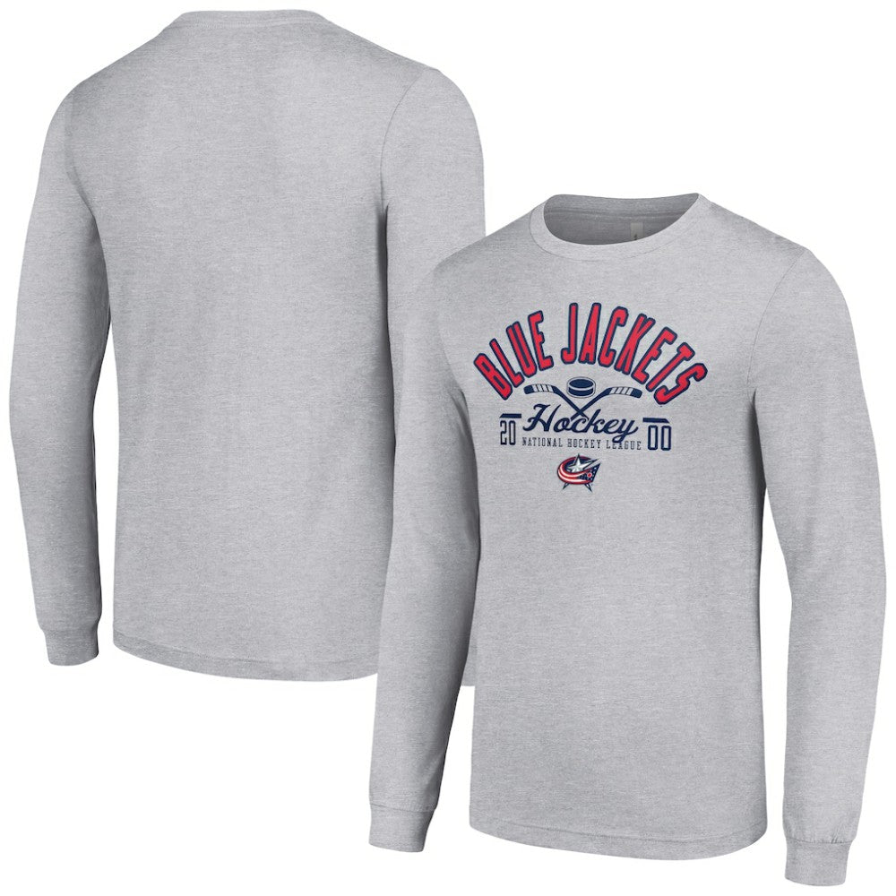 NHL Heather Gray Columbus Blue Jackets Starter Puck Long Sleeve T-Shirt