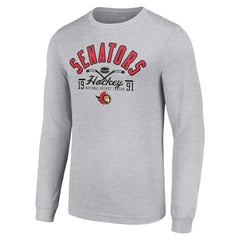 NHL Heather Gray Ottawa Senators Starter Puck Long Sleeve T-Shirt