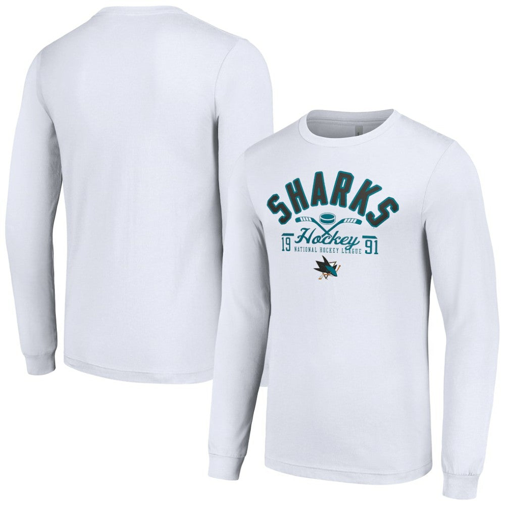 NHL White San Jose Sharks Starter Puck Long Sleeve T-Shirt