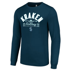 NHL Deep Sea Blue Seattle Kraken Starter Puck Long Sleeve T-Shirt