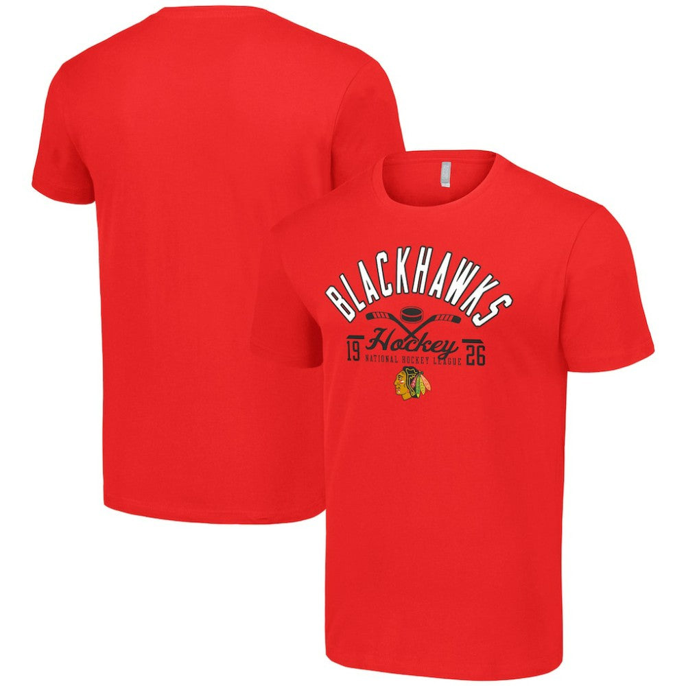 NHL Red Chicago Blackhawks Starter Half Puck T-Shirt