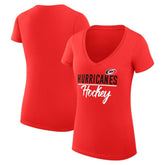 NHL Red Carolina Hurricanes G-III 4Her by Carl Banks Women's Super-Slim Fit Lightweight Graphic V-Neck T-Shirt