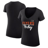NHL Black Philadelphia Flyers G-III 4Her by Carl Banks Women's Super-Slim Fit Lightweight Graphic V-Neck T-Shirt