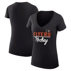 NHL Black Philadelphia Flyers G-III 4Her by Carl Banks Women's Super-Slim Fit Lightweight Graphic V-Neck T-Shirt