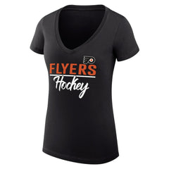 NHL Black Philadelphia Flyers G-III 4Her by Carl Banks Women's Super-Slim Fit Lightweight Graphic V-Neck T-Shirt
